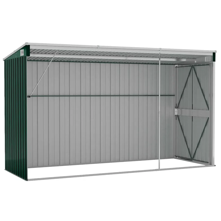 Abri de jardin mural Vert 118x288x178 cm Métal galvanisé - 6