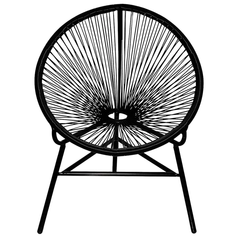 Chaise de jardin forme de lune résine tressée noir - 2