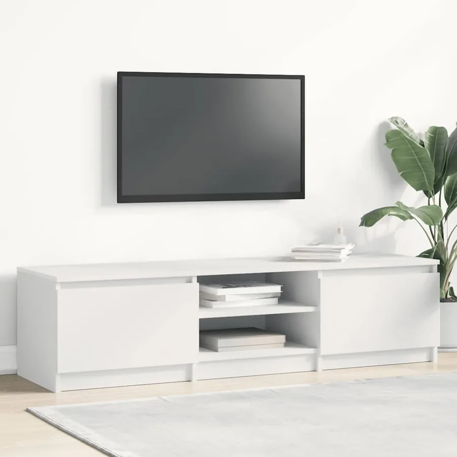 Meuble TV Blanc 140x40x35,5 cm Bois d'ingénierie