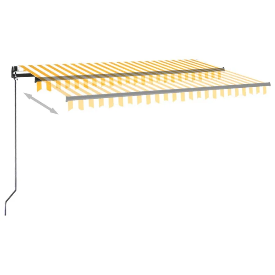 Auvent manuel rétractable avec LED 400x350 cm Jaune et blanc - 3