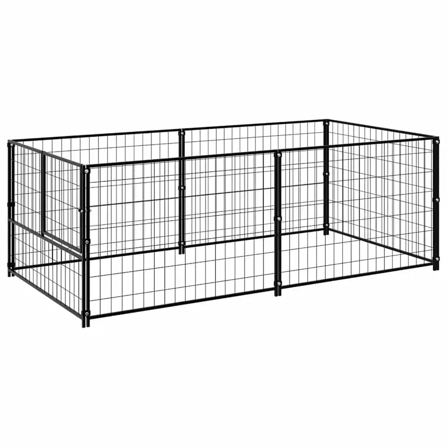 Chenil Noir 200x100x70 cm Acier - 2