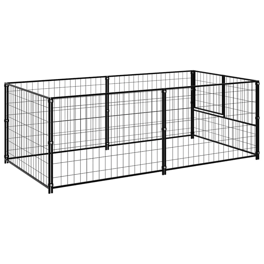 Chenil Noir 200x100x70 cm Acier - 6