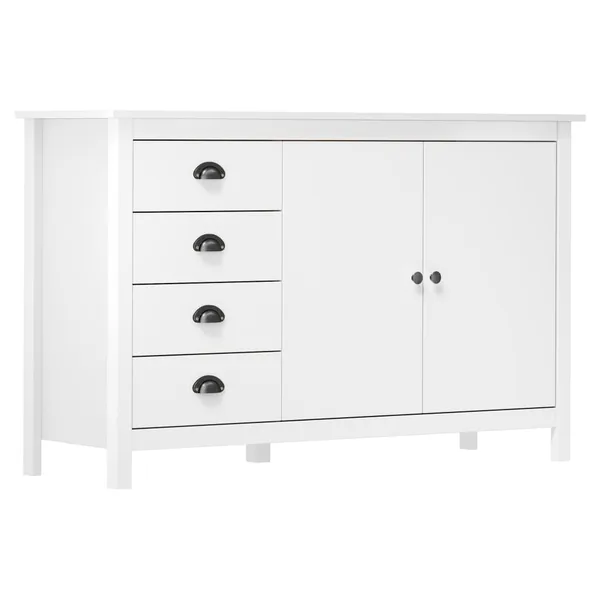 Buffet Hill Blanc 130x40x80 cm Bois de pin solide