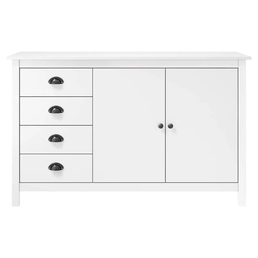 Buffet Hill Blanc 130x40x80 cm Bois de pin solide - 2