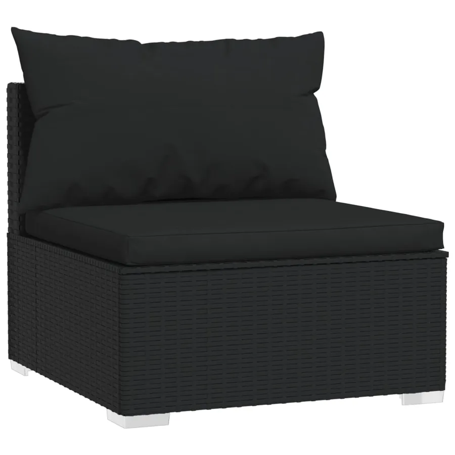 Salon de jardin 7 pcs avec coussins Résine tressée Noir - 6
