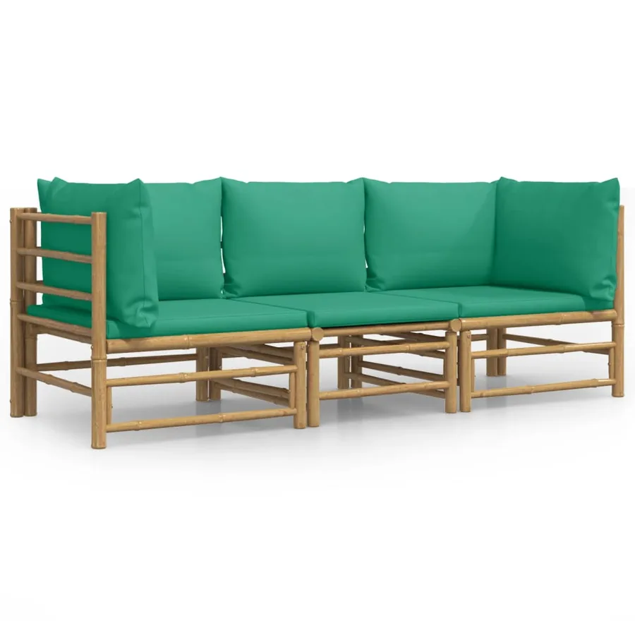 Salon de jardin 3 pcs avec coussins vert bambou - 2