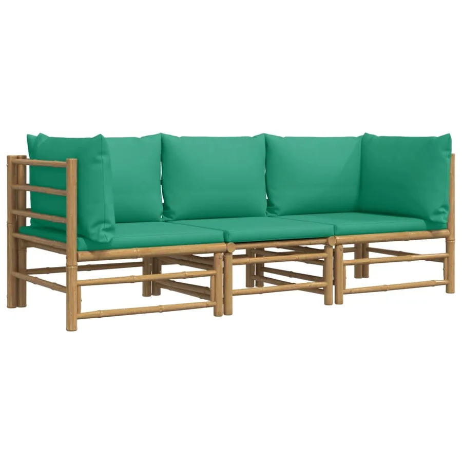 Salon de jardin 3 pcs avec coussins vert bambou - 3