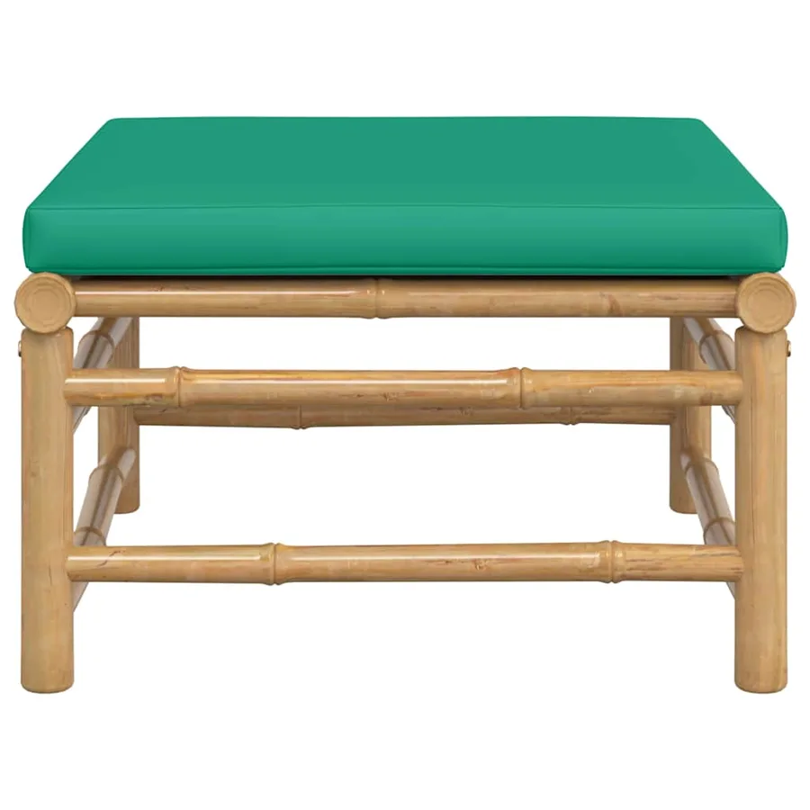 Repose-pieds de jardin avec coussin vert bambou - 3