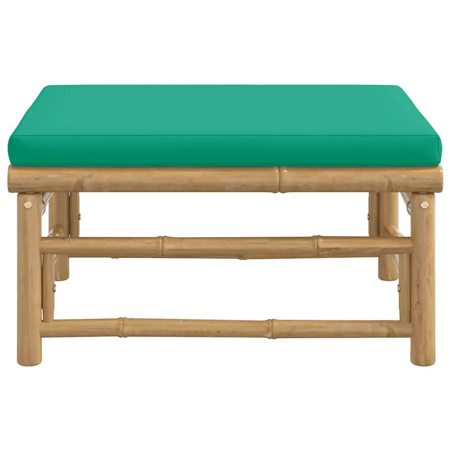 Repose-pieds de jardin avec coussin vert bambou - 4