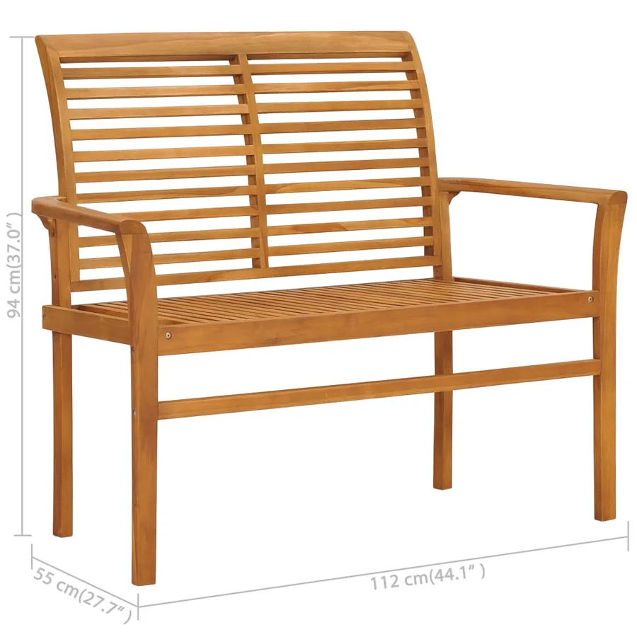 Banc de jardin avec coussin rouge 112 cm Bois de teck massif - 8