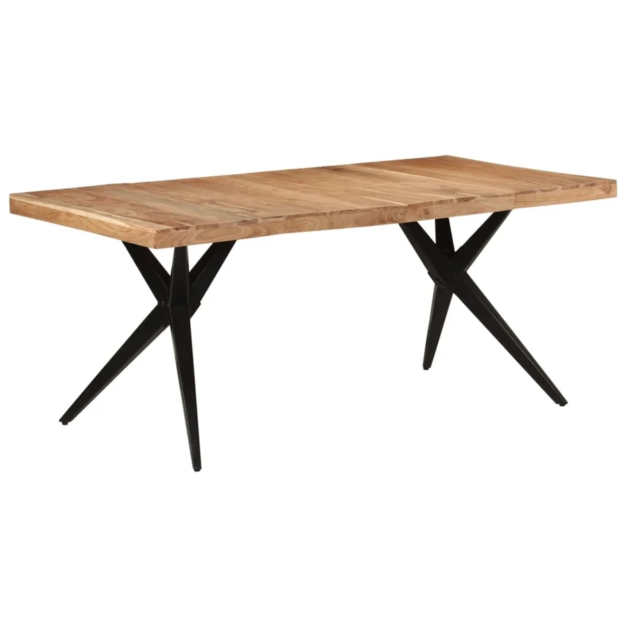 Table à dîner noir 180x90x77 cm bois d'acacia solide - 10