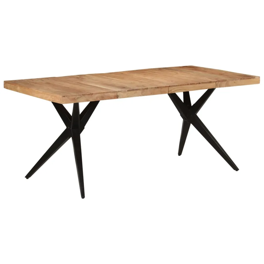 Table à dîner noir 180x90x77 cm bois d'acacia solide - 11
