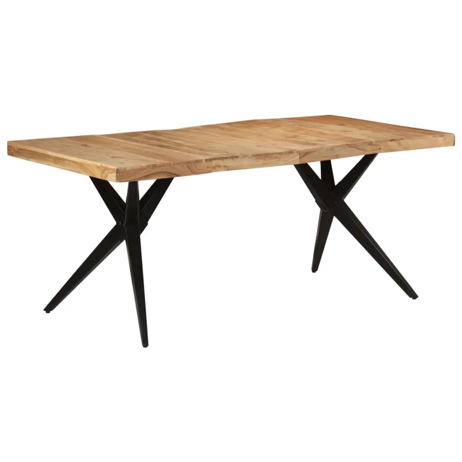 Table à dîner noir 180x90x77 cm bois d'acacia solide - 8