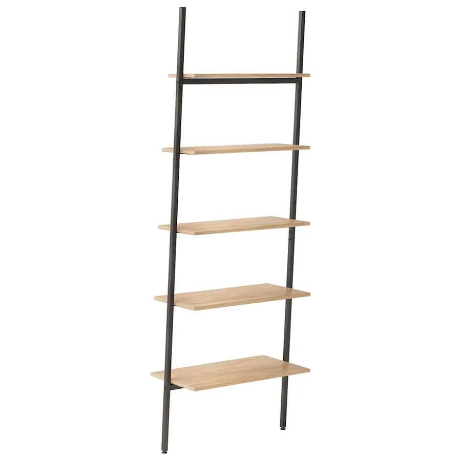 Étagère inclinée à 5 niveaux Marron clair et noir 64x34x185,5cm - 5