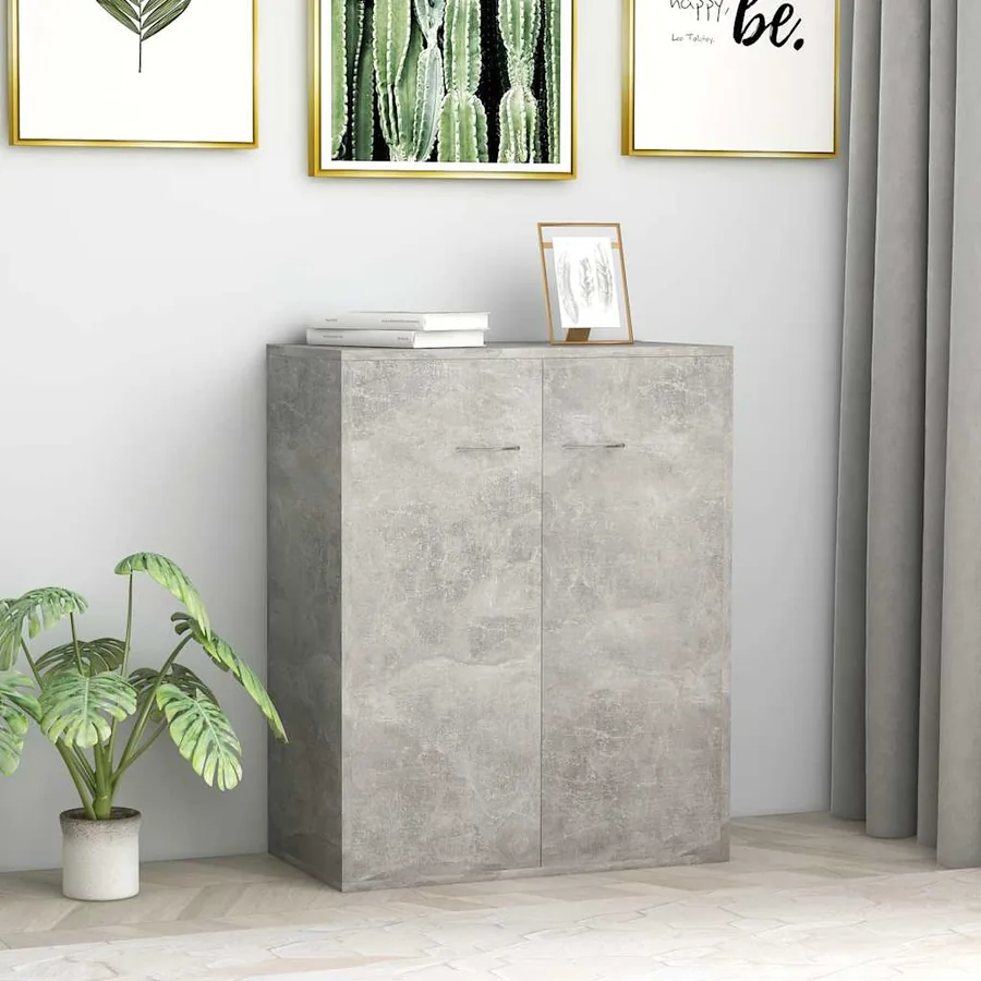 Buffet Gris béton 60x30x75 cm Bois d'ingénierie