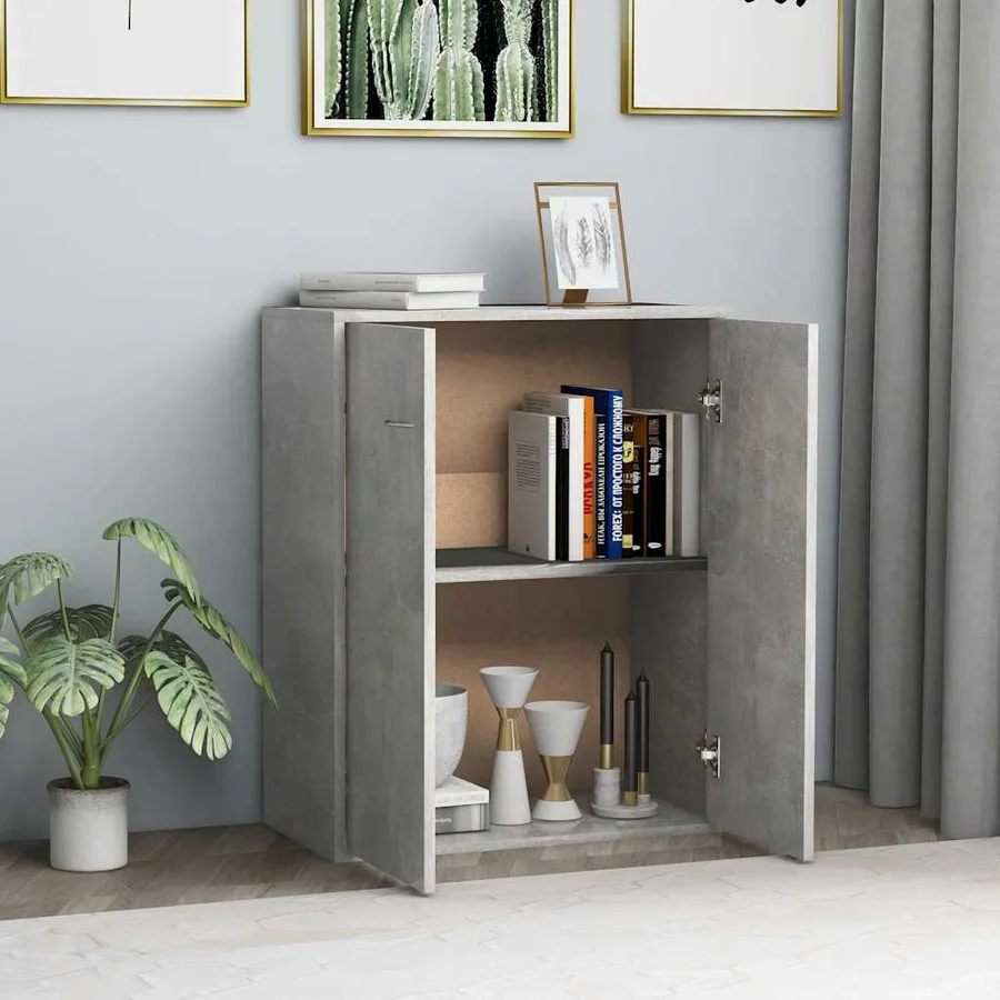 Buffet Gris béton 60x30x75 cm Bois d'ingénierie - 3