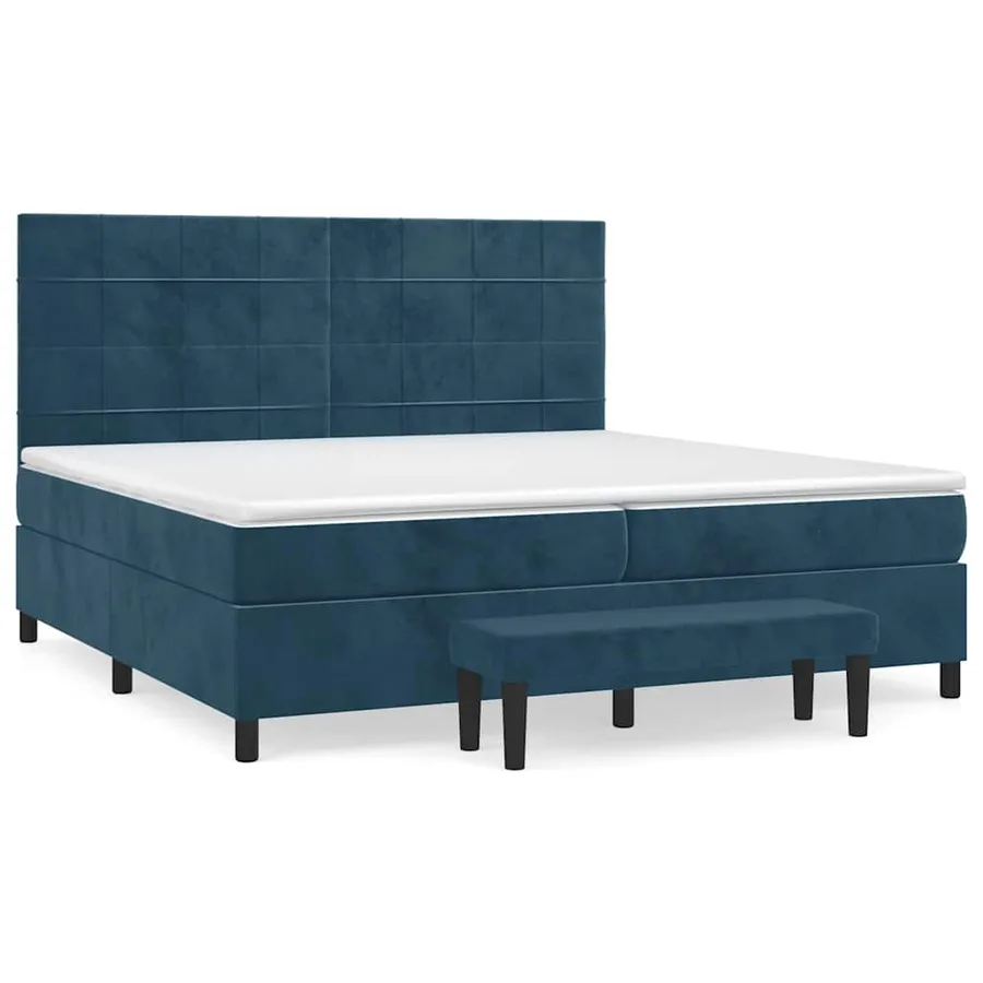 Sommier à lattes de lit et matelas Bleu foncé 200x200cm Velours - 2