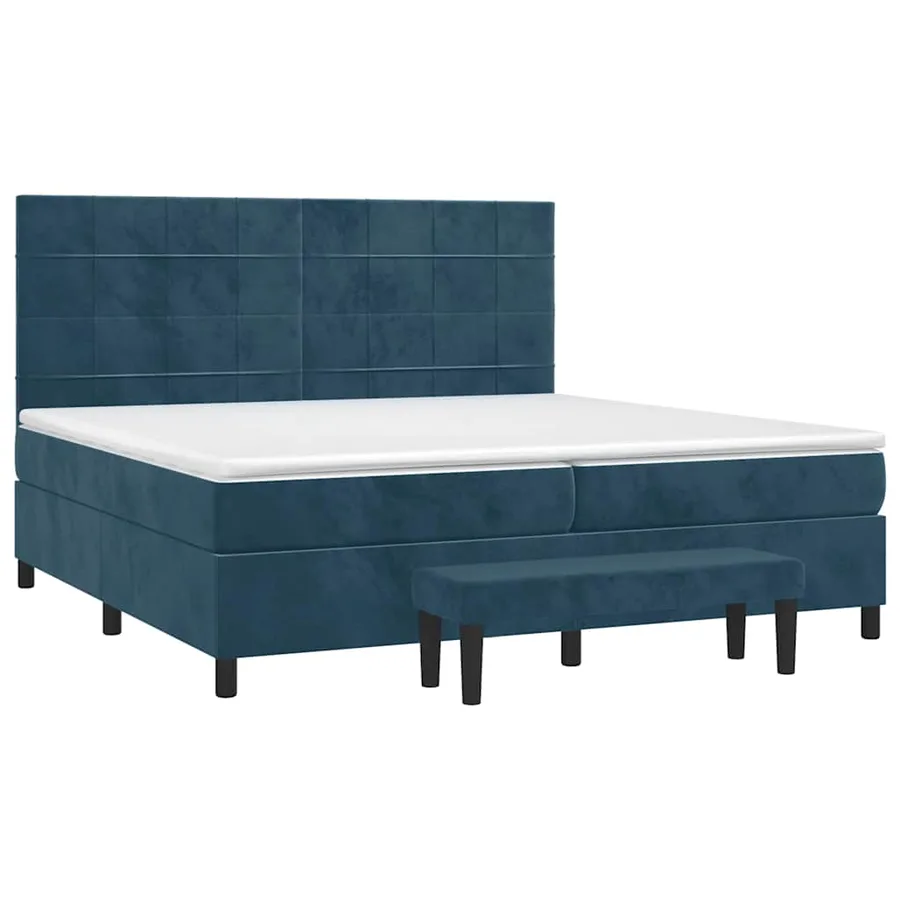 Sommier à lattes de lit et matelas Bleu foncé 200x200cm Velours - 3