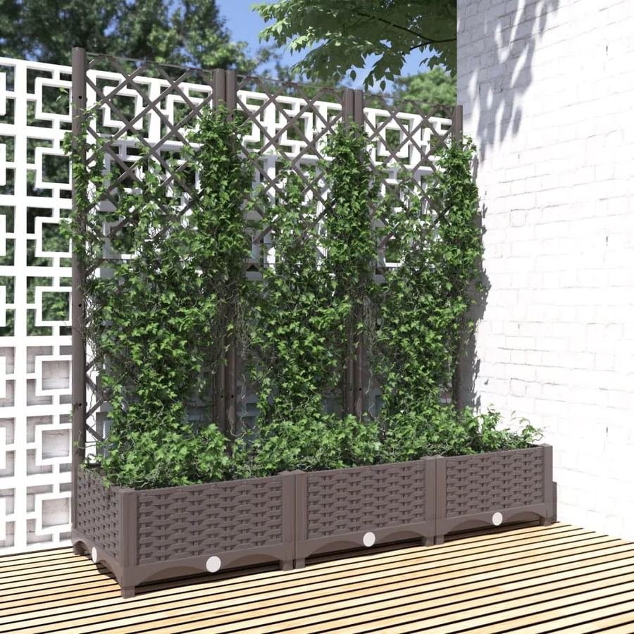 Jardinière avec treillis Marron 120 x 40 x 121,5 cm PP