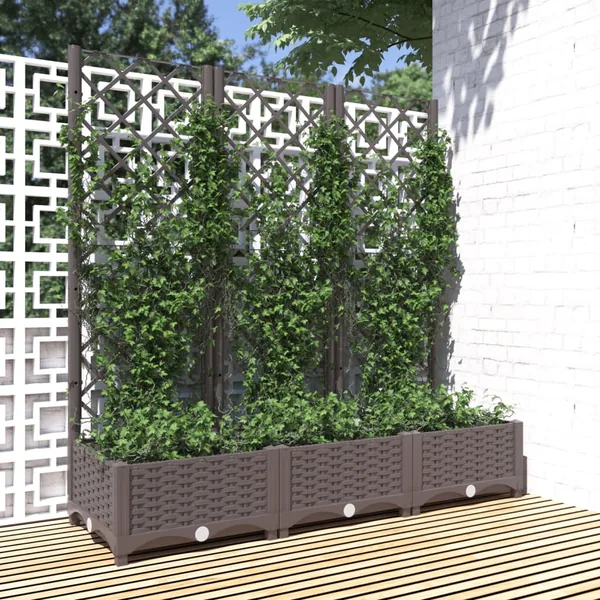 Jardinière avec treillis Marron 120 x 40 x 121,5 cm PP