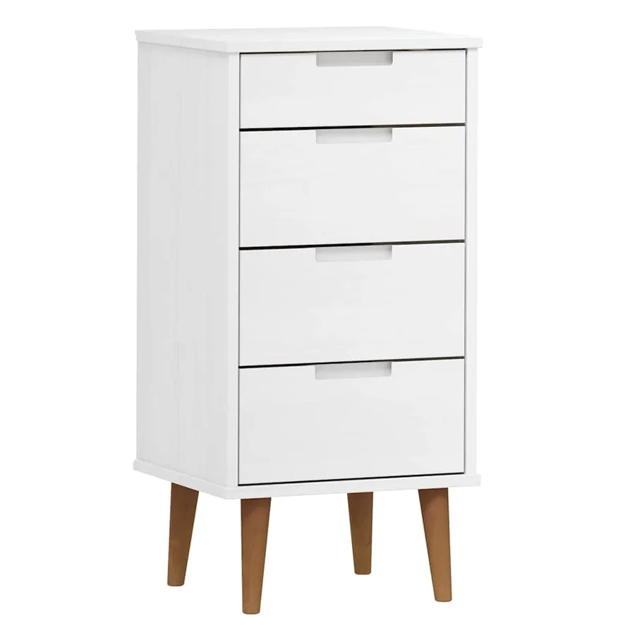 Commode MOLDE Blanc 40x35x82 cm Bois de pin massif - 2
