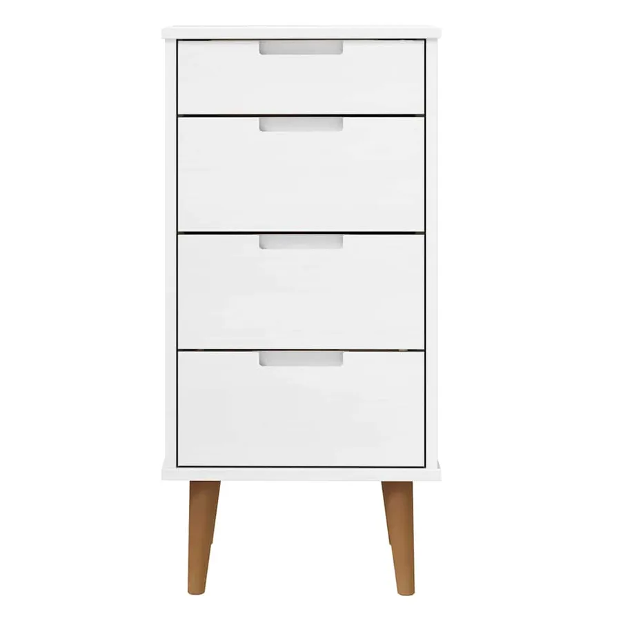 Commode MOLDE Blanc 40x35x82 cm Bois de pin massif - 4