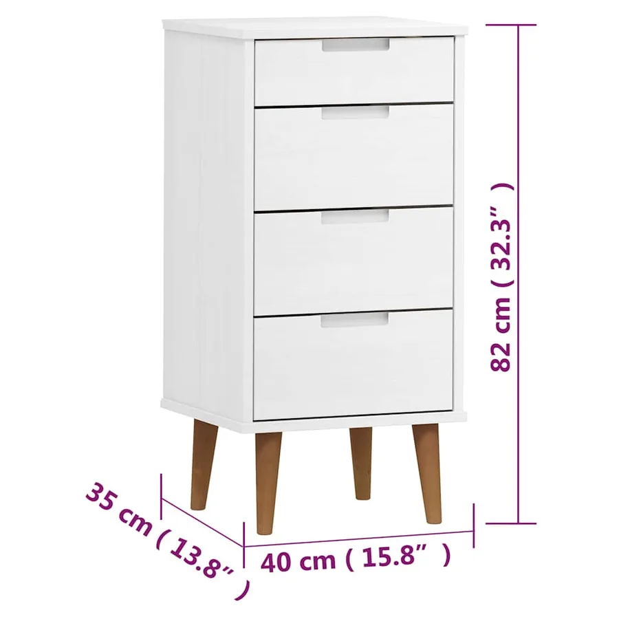 Commode MOLDE Blanc 40x35x82 cm Bois de pin massif - 8