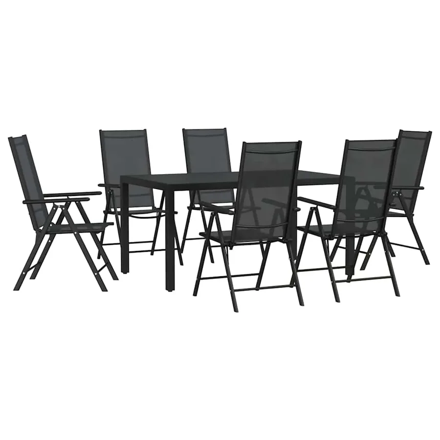 Ensemble à manger de jardin 7 pcs noir aluminium - 2