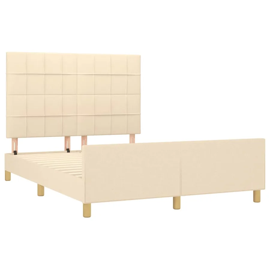 Cadre de lit sans matelas crème 140x200 cm tissu - 4