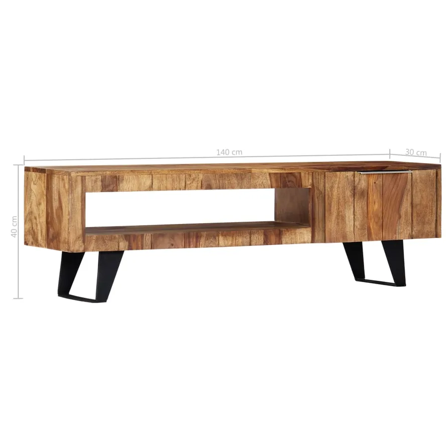 Meuble TV 140x30x40 cm Bois massif - 8