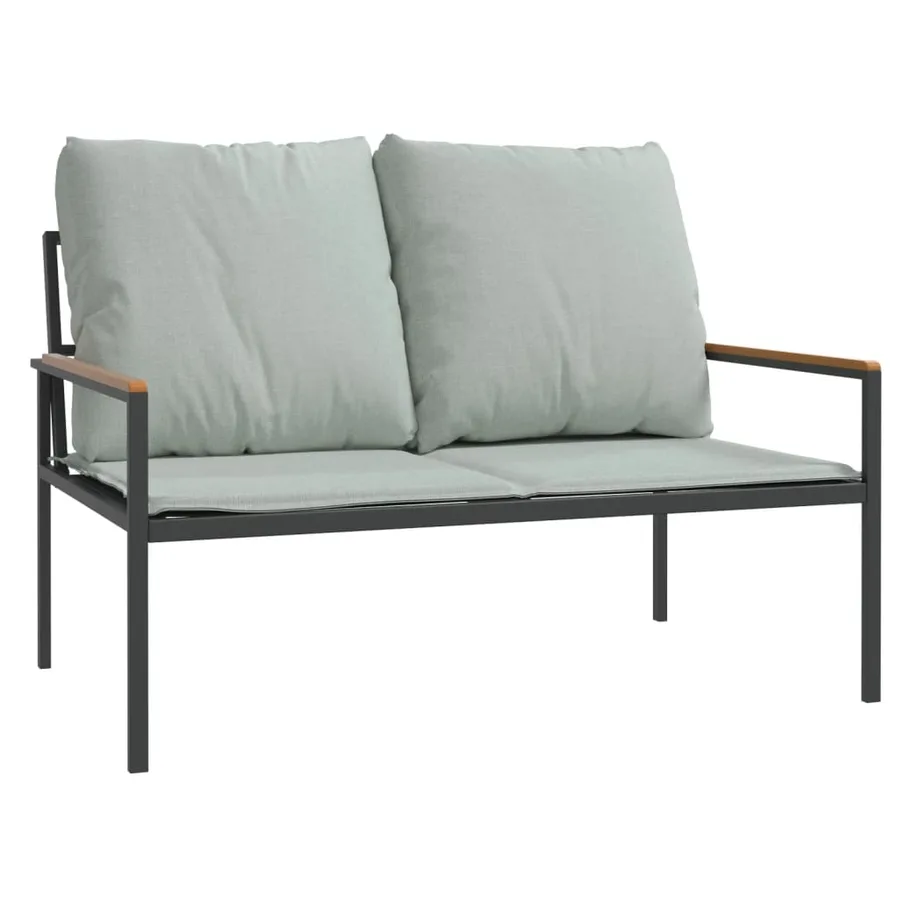 Salon de jardin avec coussins 4 pcs anthracite acier - 8