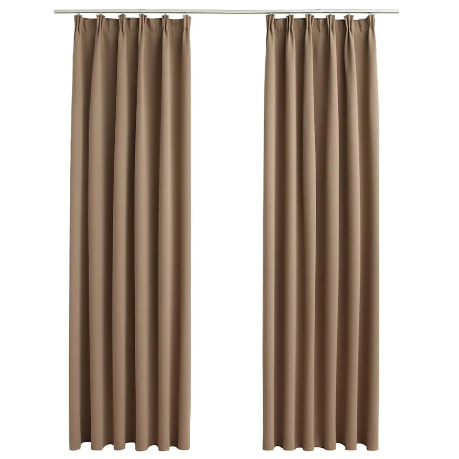 Rideaux occultants avec crochets 2 pcs Taupe 140x225 cm - 2