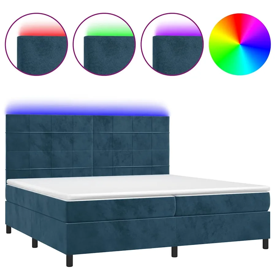 Sommier à lattes de lit matelas LED Bleu foncé 200x200 cm - 2