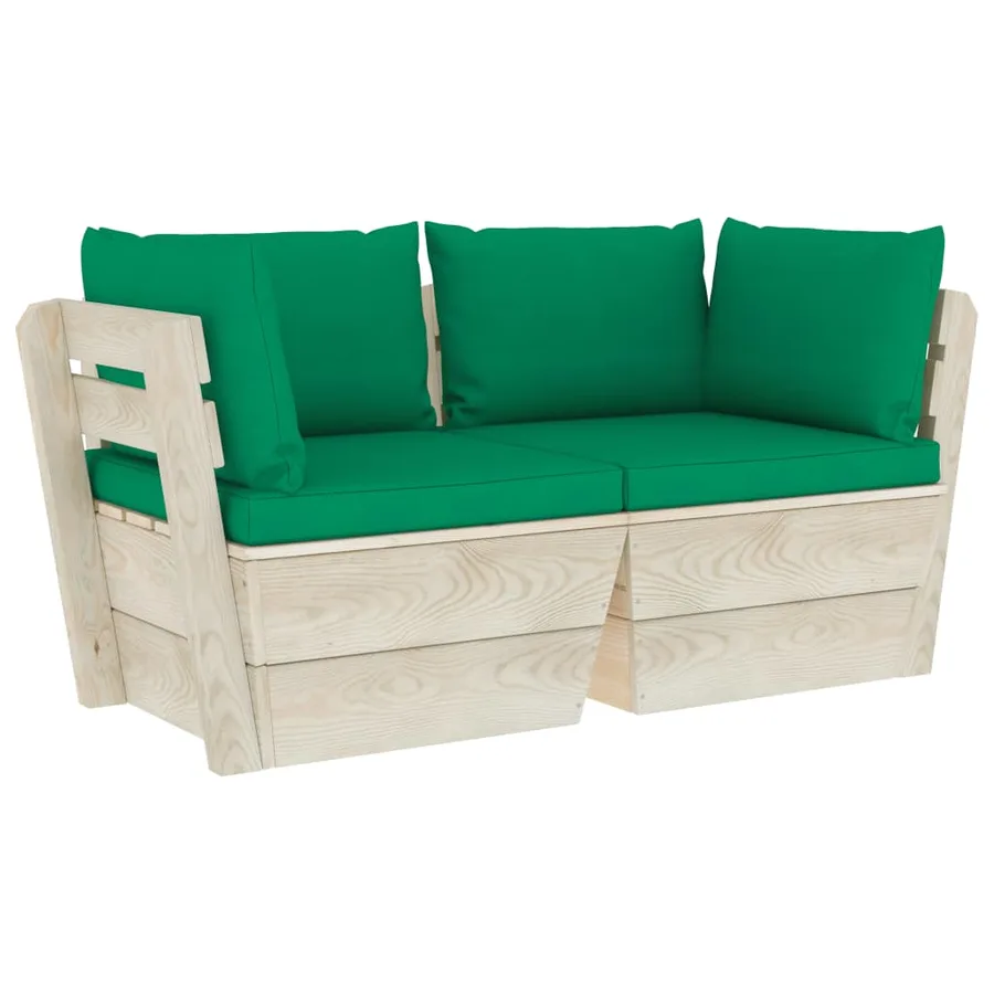 Canapé palette à 2 places de jardin avec coussins Bois d'épicéa - 2