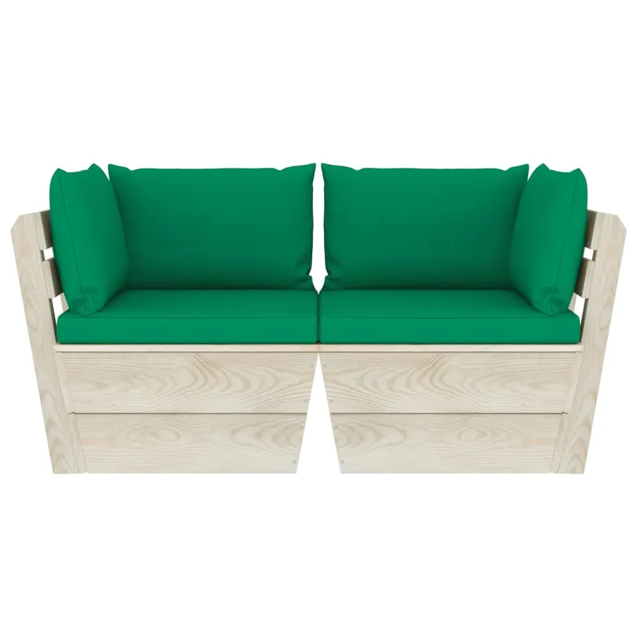 Canapé palette à 2 places de jardin avec coussins Bois d'épicéa - 3