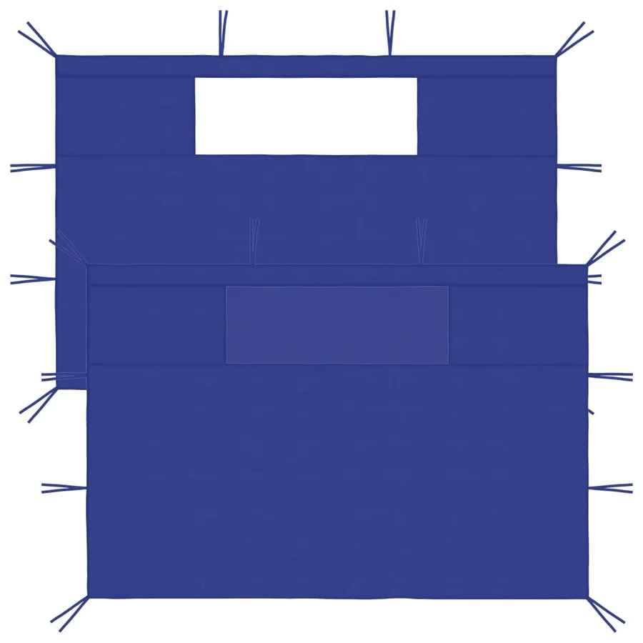 Parois latérales de belvédère avec fenêtres 2 pcs Bleu