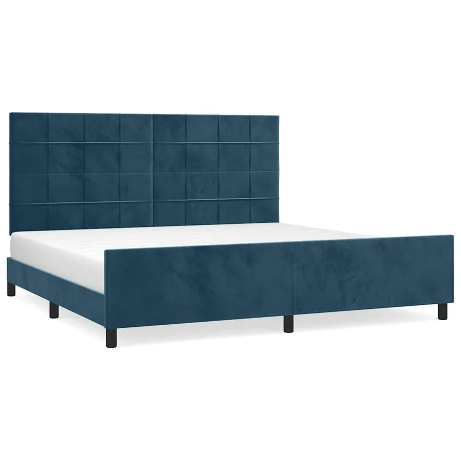 Cadre de lit sans matelas bleu foncé 200x200 cm velours - 2