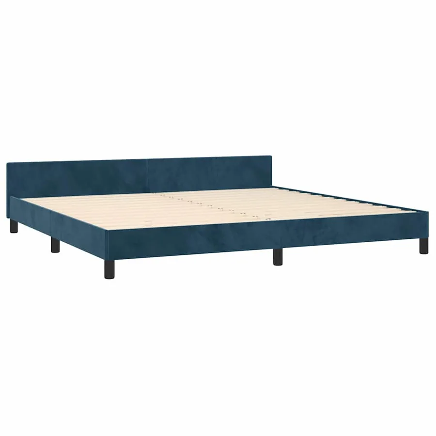 Cadre de lit sans matelas bleu foncé 200x200 cm velours - 5
