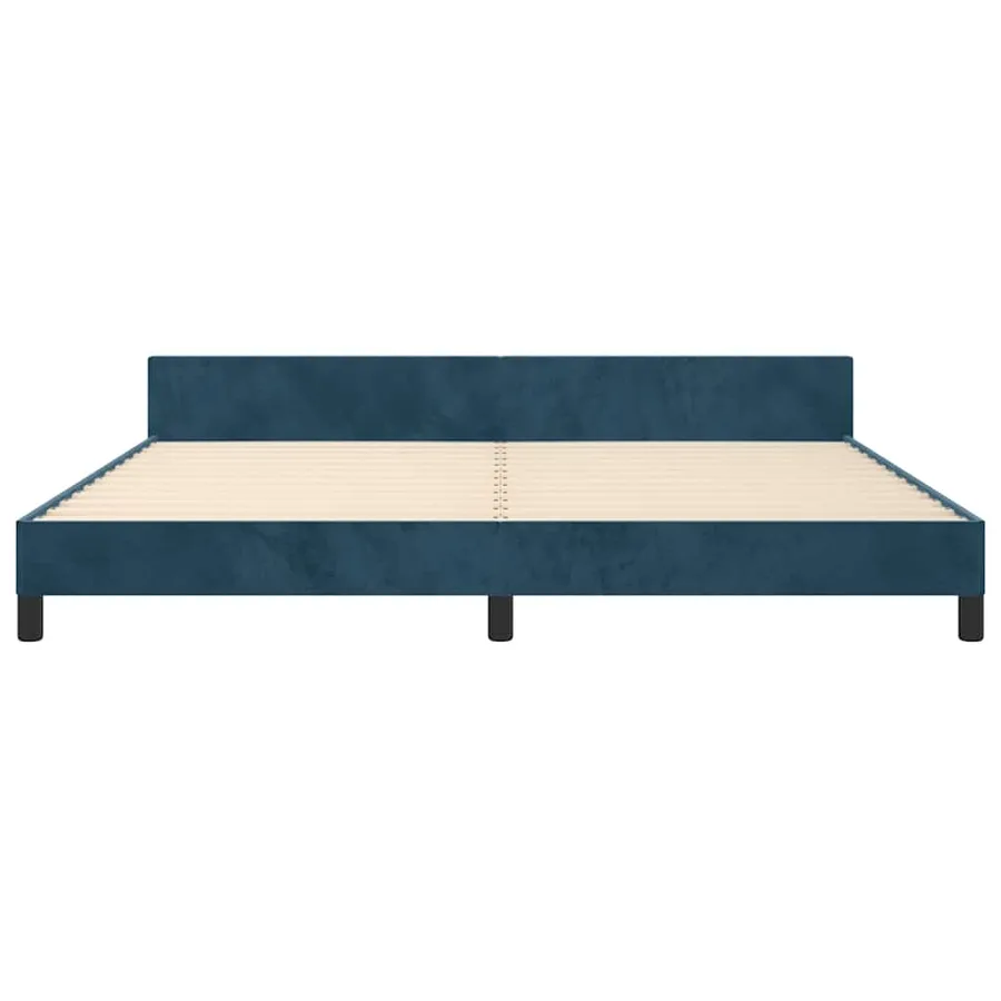 Cadre de lit sans matelas bleu foncé 200x200 cm velours - 6