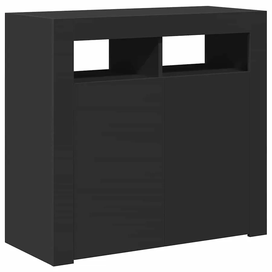 Buffet avec lumières LED noir 80x35x75 cm - 7