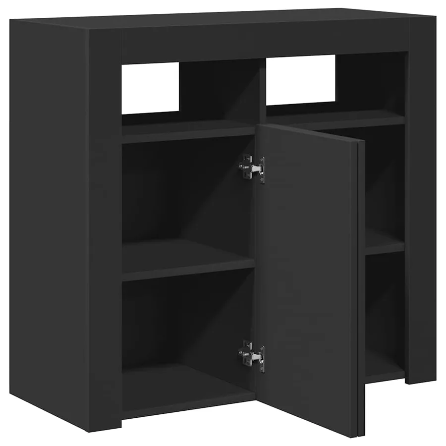Buffet avec lumières LED noir 80x35x75 cm - 8