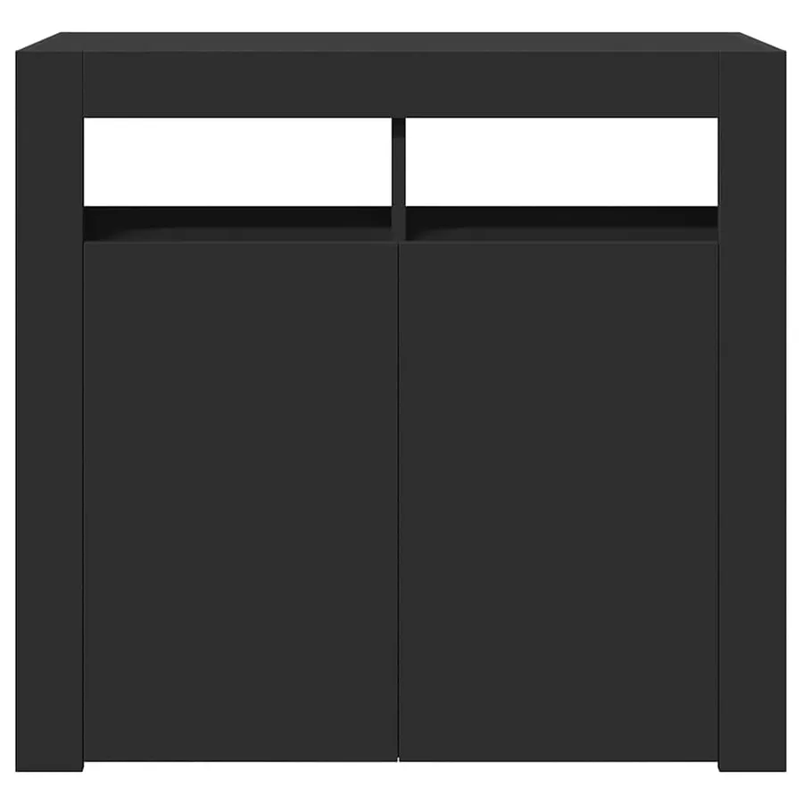 Buffet avec lumières LED noir 80x35x75 cm - 9