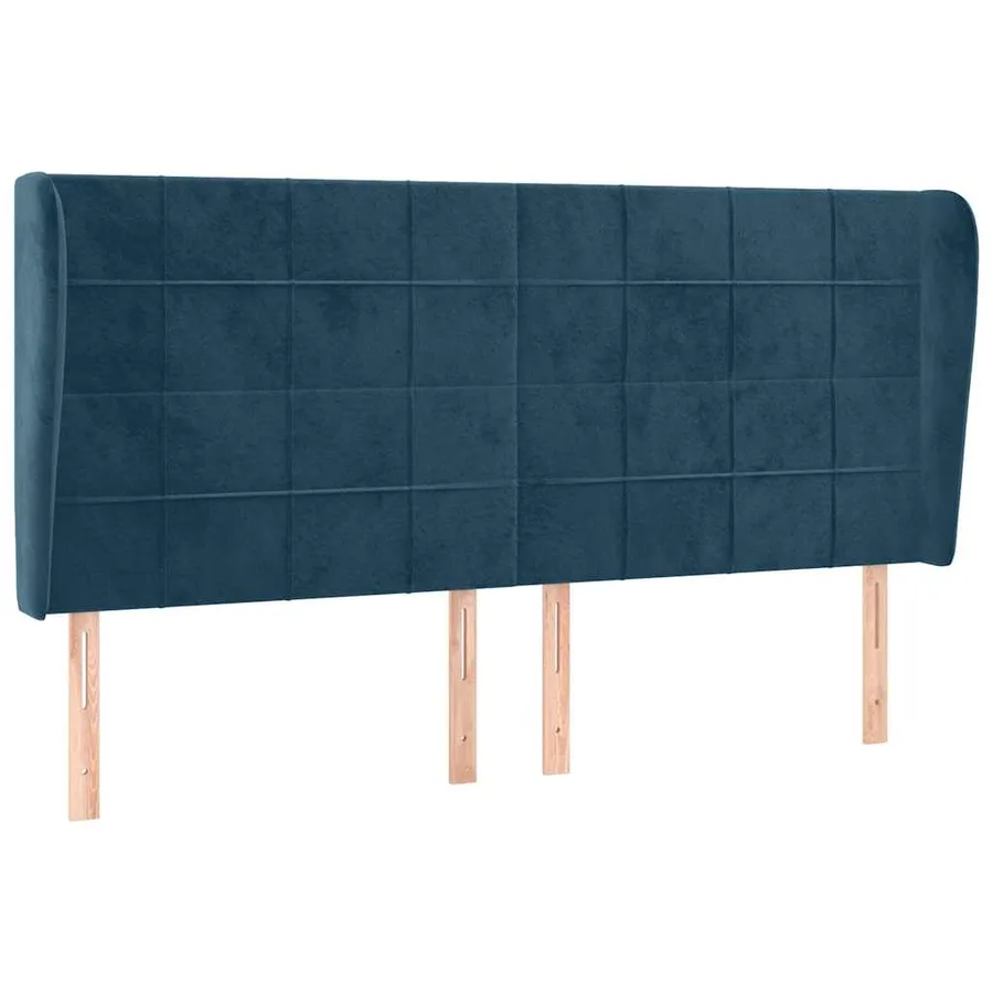 Tête de lit avec oreilles Bleu foncé 203x23x118/128 cm Velours - 2