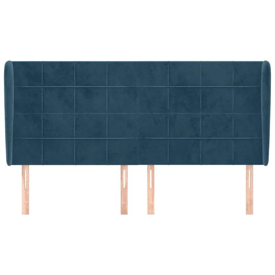 Tête de lit avec oreilles Bleu foncé 203x23x118/128 cm Velours - 3
