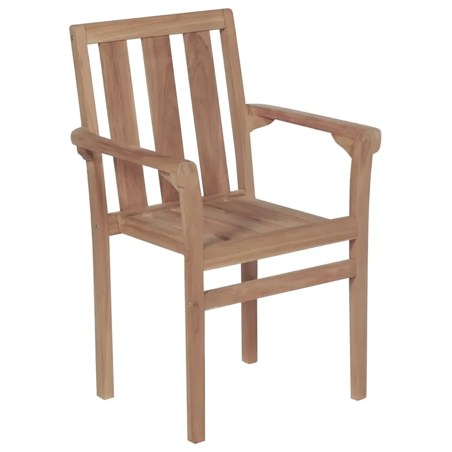 Chaises de jardin empilables avec coussins lot de 4 Teck solide - 19