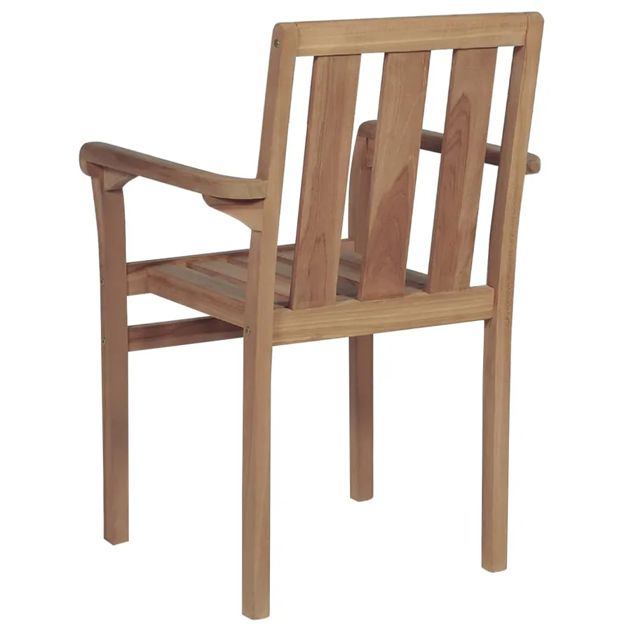 Chaises de jardin empilables avec coussins lot de 4 Teck solide - 22