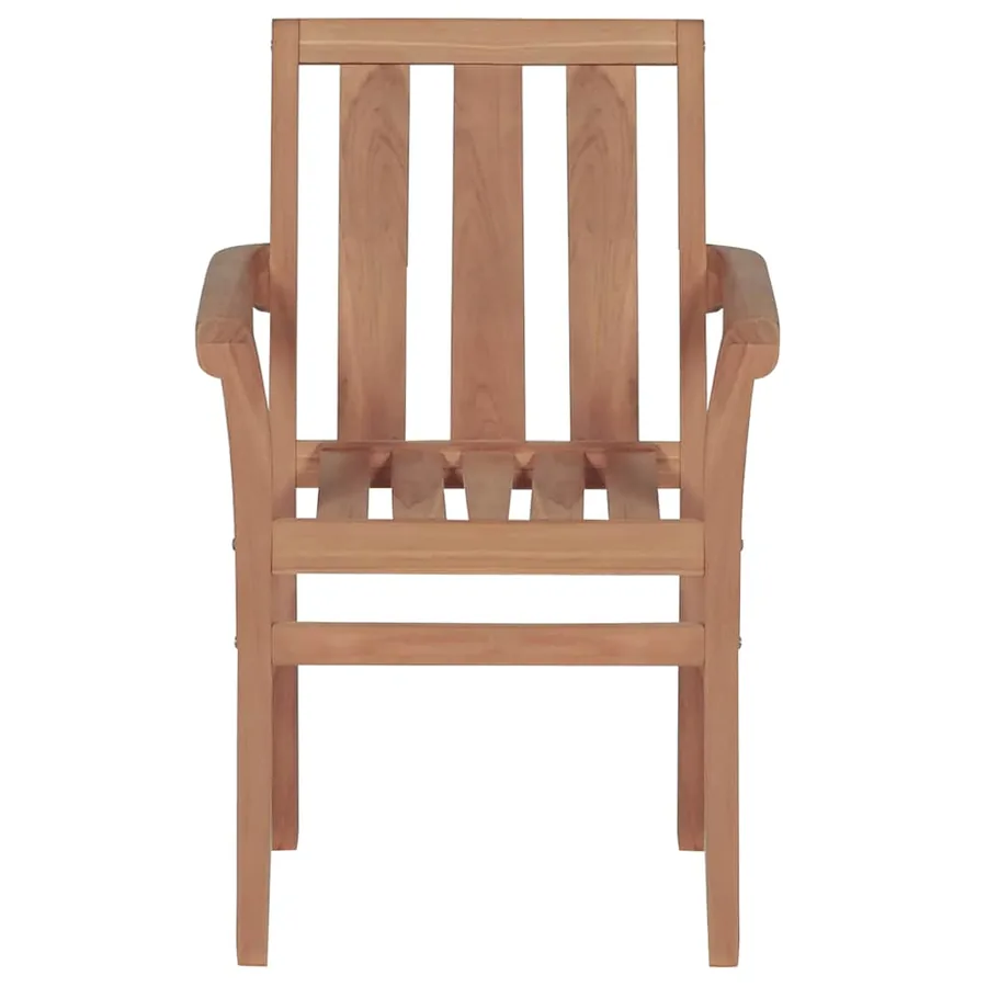 Chaises de jardin empilables avec coussins lot de 4 Teck solide - 35