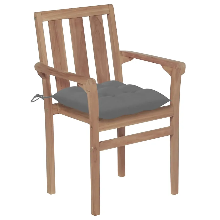 Chaises de jardin empilables avec coussins lot de 4 Teck solide - 45