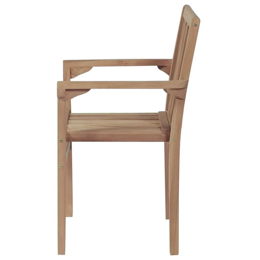 Chaises de jardin empilables avec coussins lot de 4 Teck solide - 6