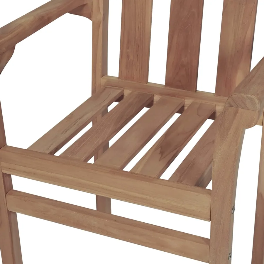 Chaises de jardin empilables avec coussins lot de 4 Teck solide - 8